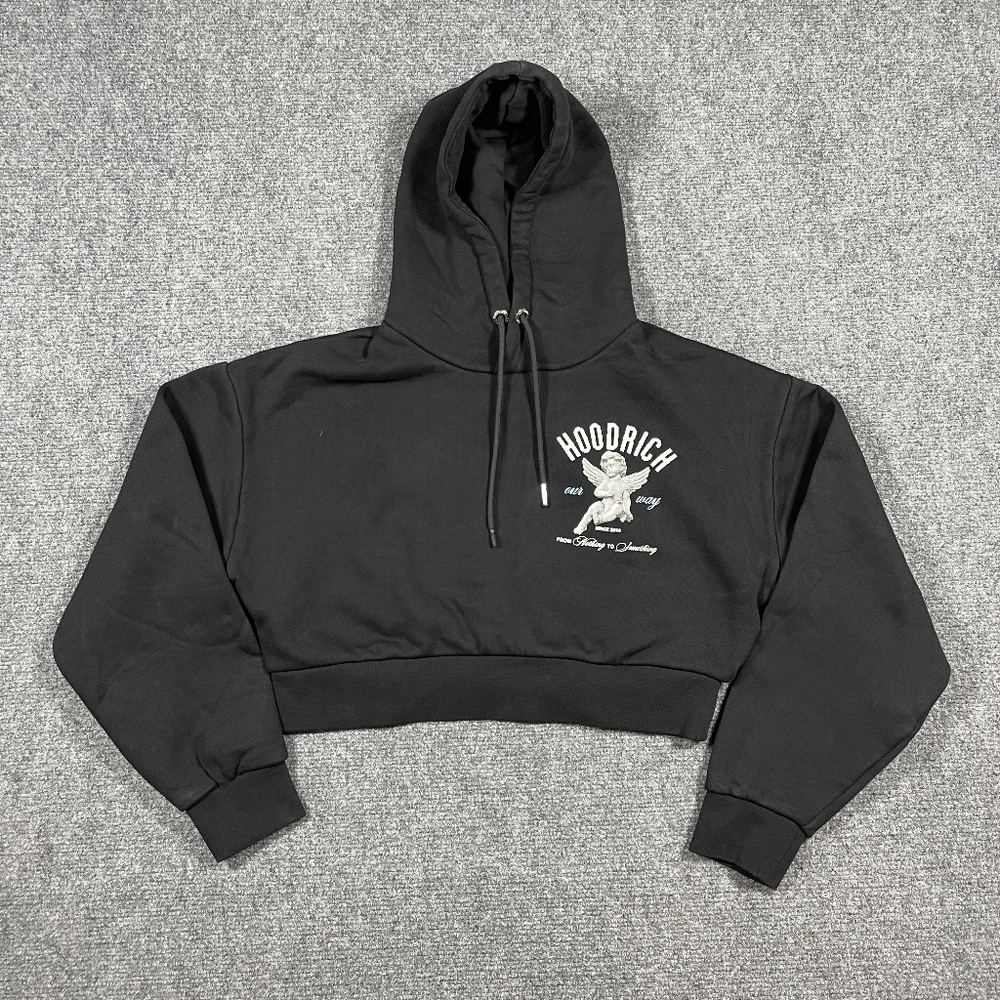 Hoodrich Glow Crop Hoodie Black Womens Size Medium #1040